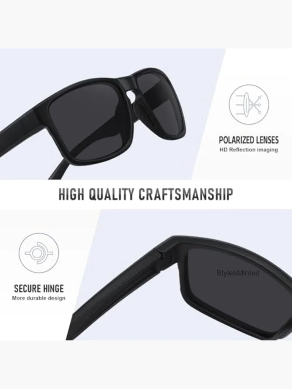 Polarized Sports Sunglasses UV400 Protection Unbreakable for Driving Fishing